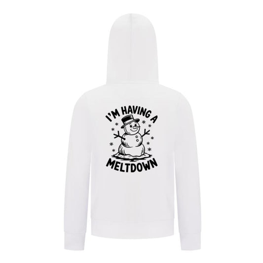 Everyday Kids Christmas Collection I’m Having a Meltdown Zip Up Hoodie – Funny Snowman Holiday Sweatshirt - White