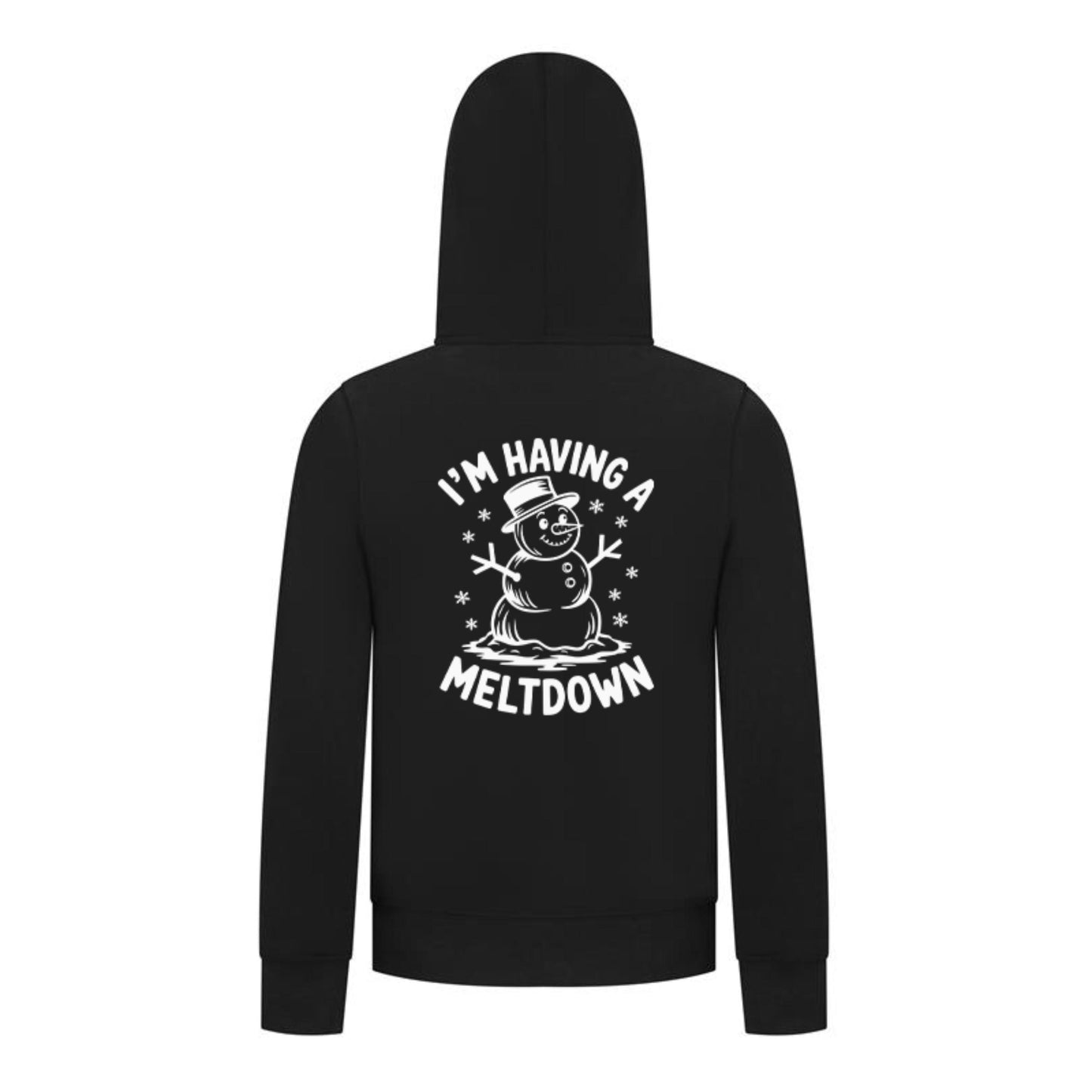 Everyday Kids Christmas Collection I’m Having a Meltdown Zip Up Hoodie – Funny Snowman Holiday Sweatshirt - Black