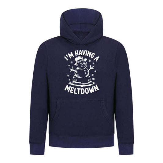 Everyday Kids Christmas Collection I’m Having a Meltdown Pullover Hoodie – Funny Snowman Holiday Sweatshirt - Navy