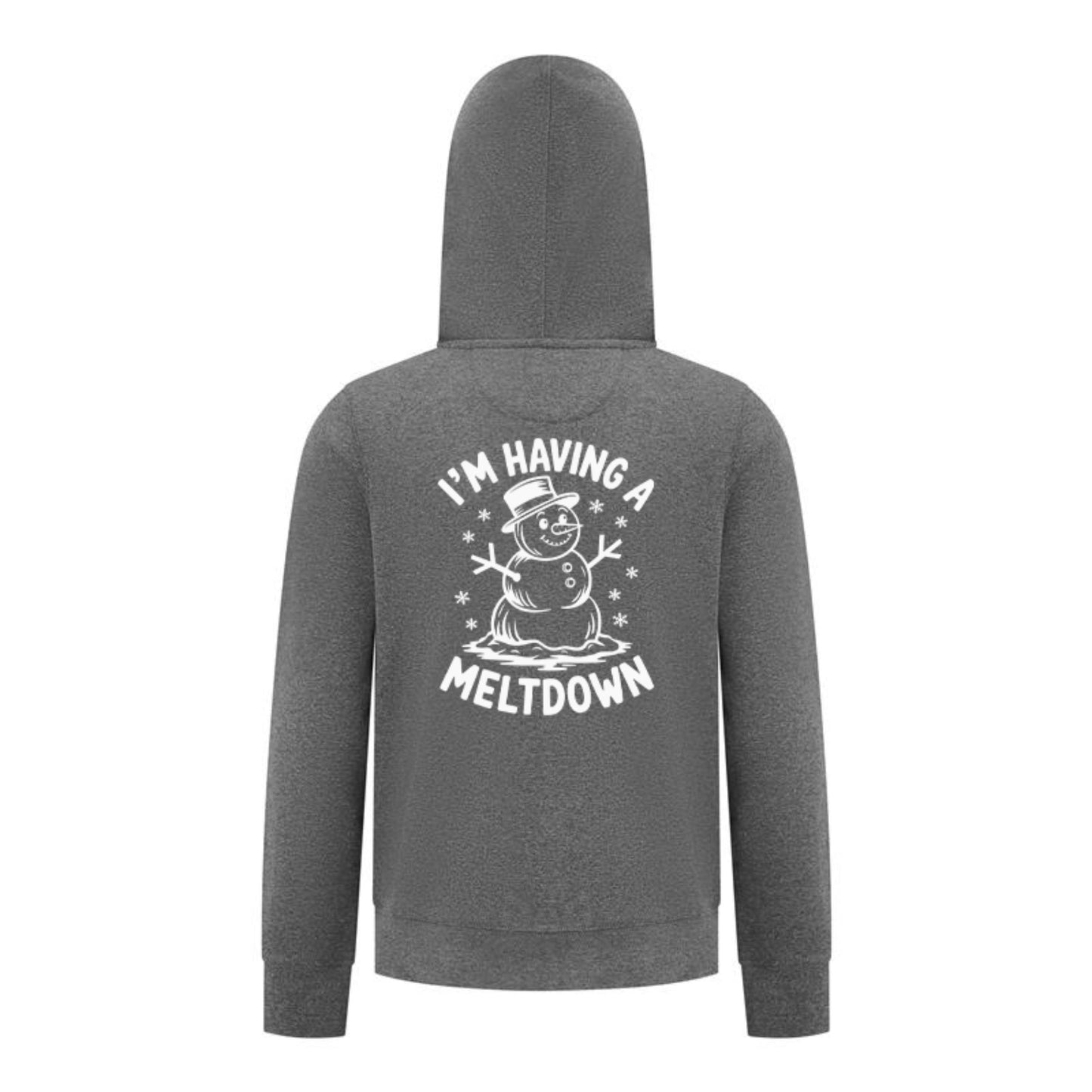 Everyday Kids Christmas Collection I’m Having a Meltdown Zip Up Hoodie – Funny Snowman Holiday Sweatshirt - Charcoal Gray