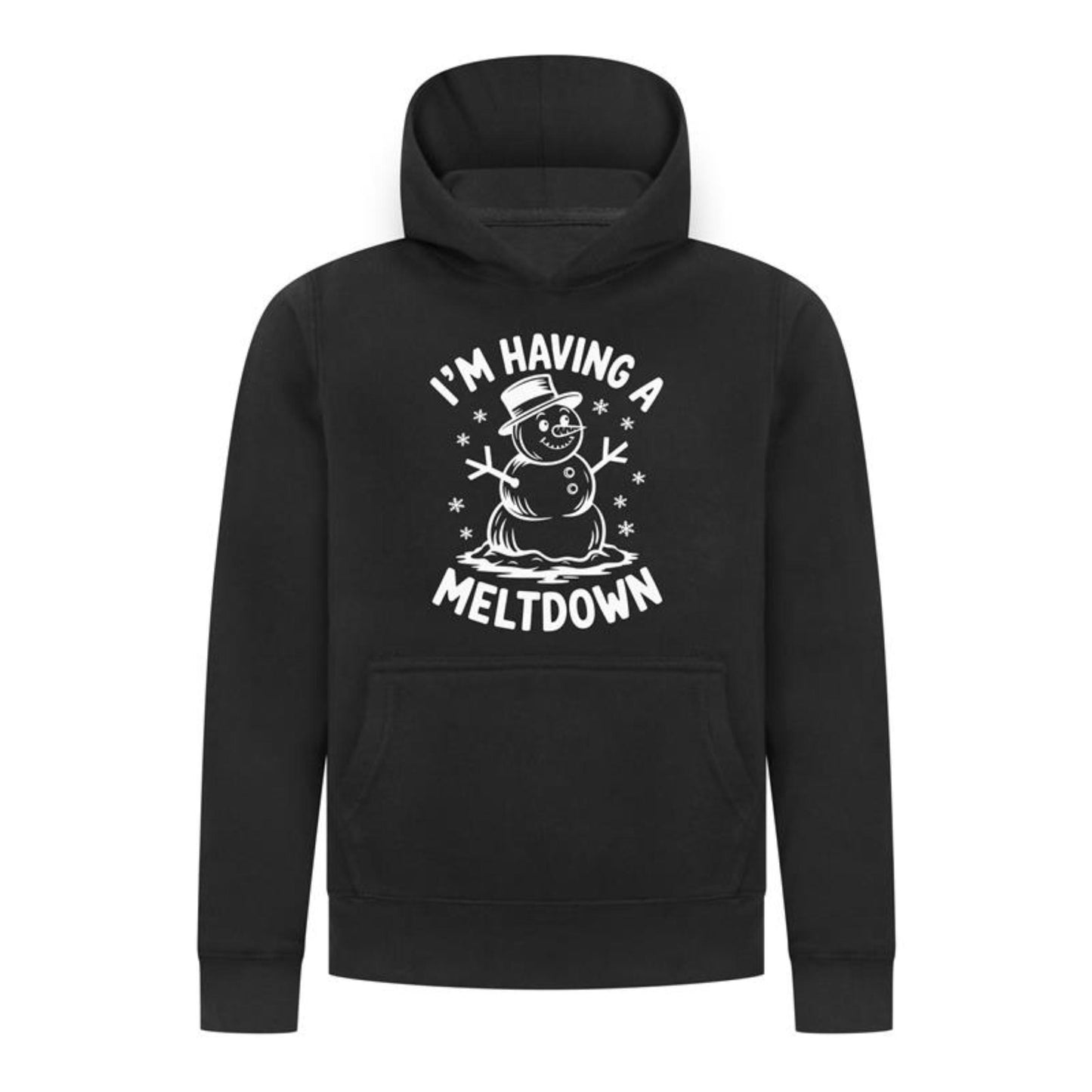 Everyday Kids Christmas Collection I’m Having a Meltdown Pullover Hoodie – Funny Snowman Holiday Sweatshirt - Black