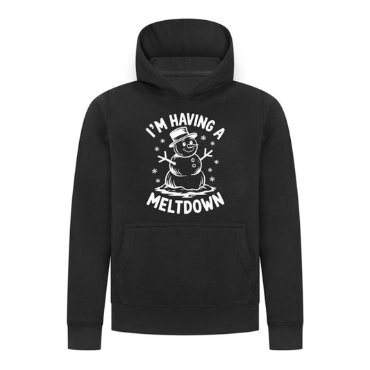 Everyday Kids Christmas Collection I’m Having a Meltdown Pullover Hoodie – Funny Snowman Holiday Sweatshirt - Black