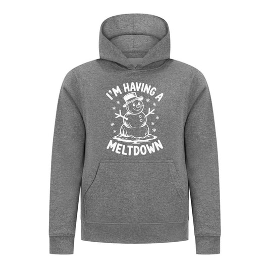 Everyday Kids Christmas Collection I’m Having a Meltdown Pullover Hoodie – Funny Snowman Holiday Sweatshirt - Charcoal Gray
