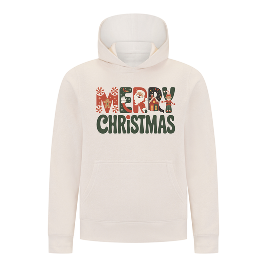 Everyday Kids Christmas Collection Merry Christmas Pullover Hoodie – Holiday Sweatshirt - Off-White