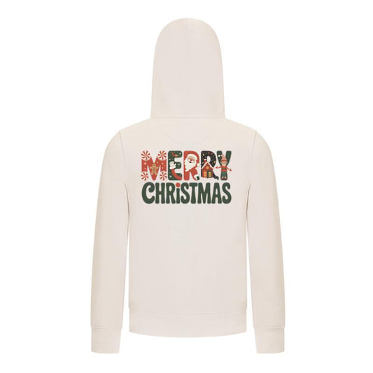 Everyday Kids Christmas Collection Merry Christmas Boys Zip Up Hoodie – Holiday Sweatshirt - Off White