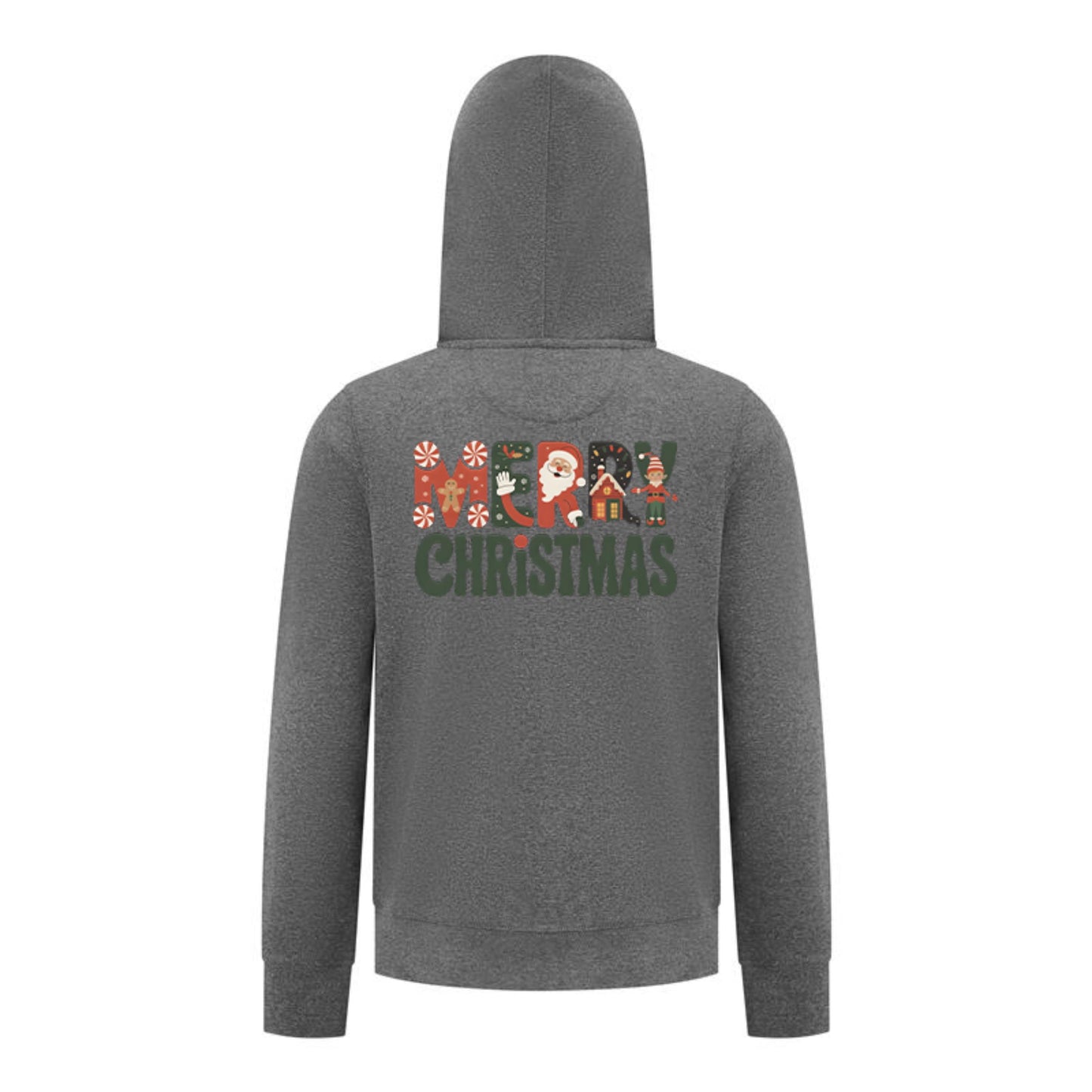 Everyday Kids Christmas Collection Merry Christmas Boys Zip Up Hoodie – Holiday Sweatshirt - Charcoal Gray
