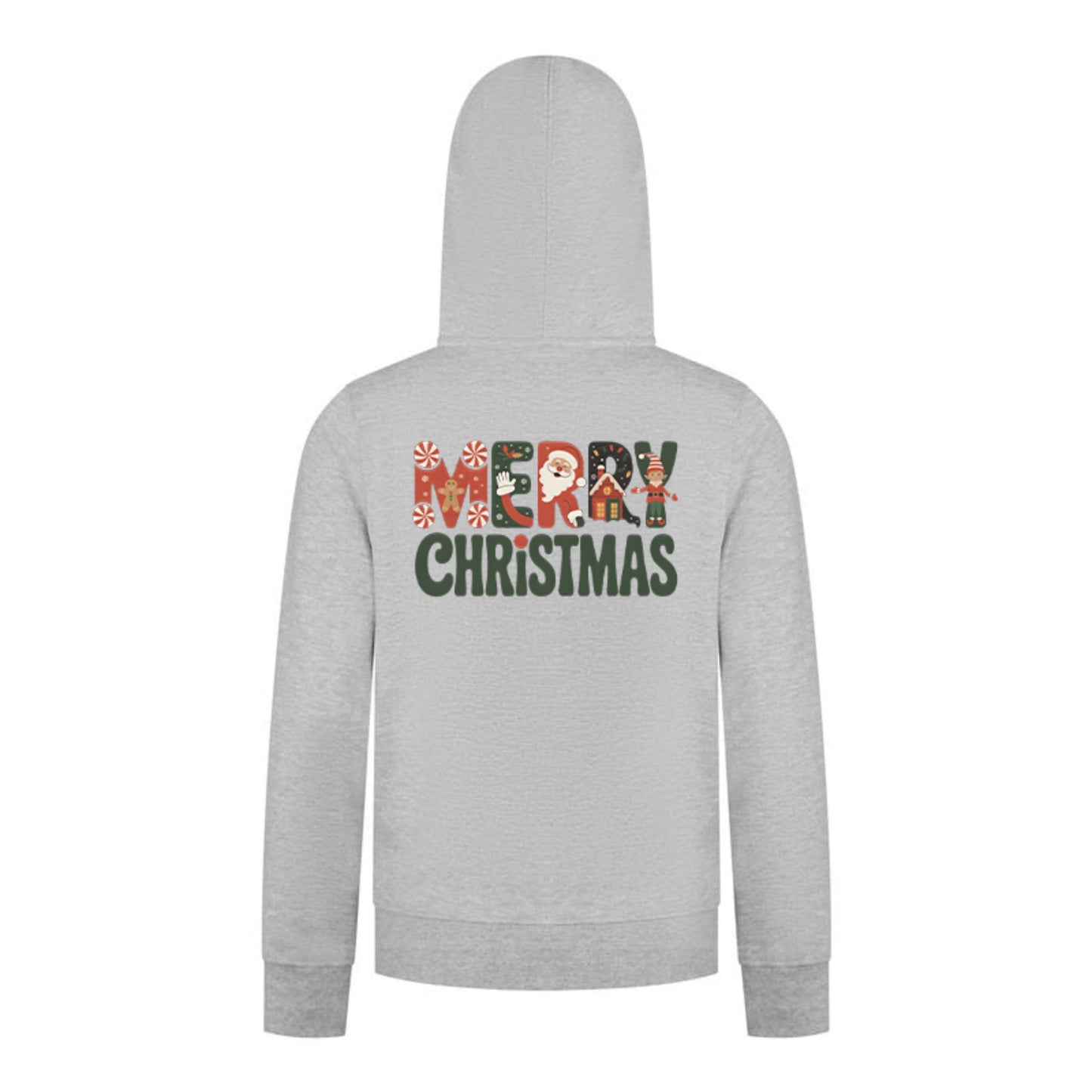 Everyday Kids Christmas Collection Merry Christmas Boys Zip Up Hoodie – Holiday Sweatshirt - Heather Gray
