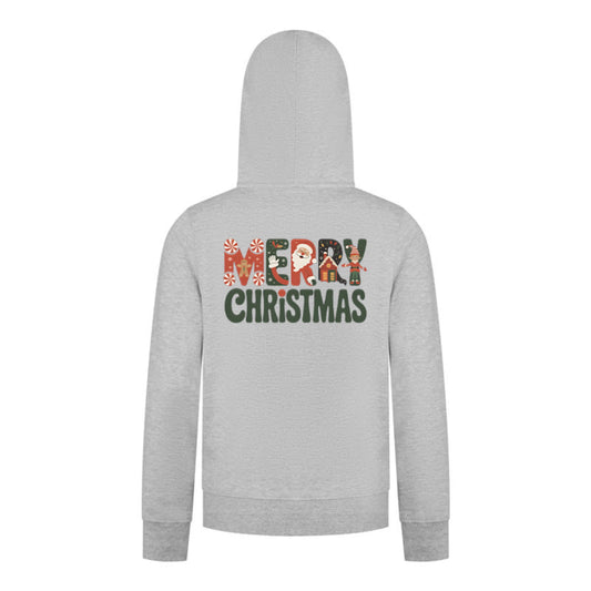Everyday Kids Christmas Collection Merry Christmas Boys Zip Up Hoodie – Holiday Sweatshirt - Heather Gray
