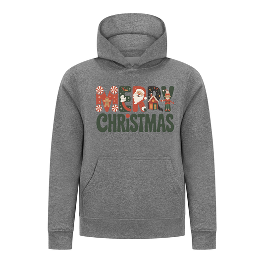Everyday Kids Christmas Collection Merry Christmas Pullover Hoodie – Holiday Sweatshirt - Charcoal Gray