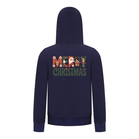 Everyday Kids Christmas Collection Merry Christmas Boys Zip Up Hoodie – Holiday Sweatshirt - Navy
