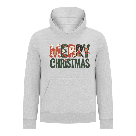 Everyday Kids Christmas Collection Merry Christmas Pullover Hoodie – Holiday Sweatshirt - Heather Gray
