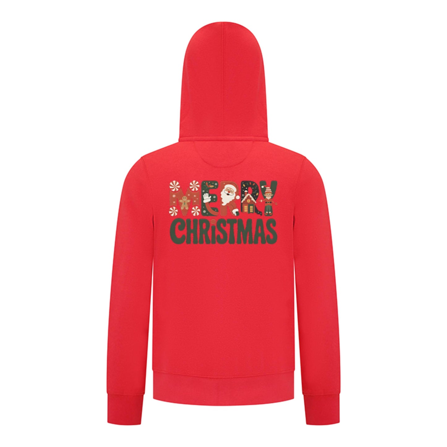 Everyday Kids Christmas Collection Merry Christmas Boys Zip Up Hoodie – Holiday Sweatshirt - Red