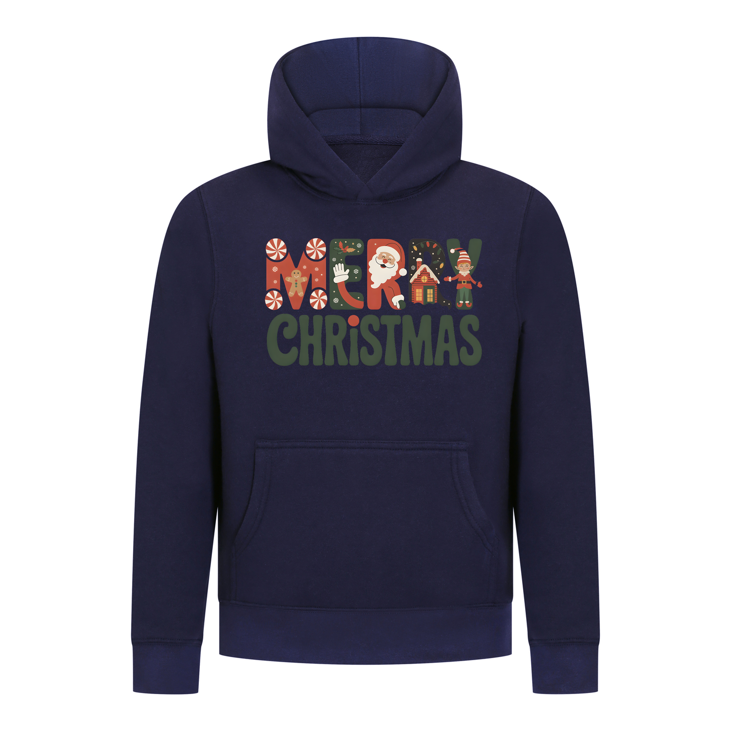 Everyday Kids Christmas Collection Merry Christmas Pullover Hoodie – Holiday Sweatshirt - Navy