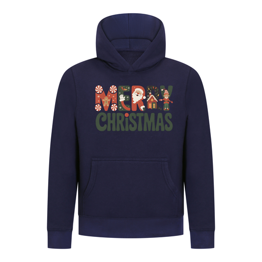 Everyday Kids Christmas Collection Merry Christmas Pullover Hoodie – Holiday Sweatshirt - Navy