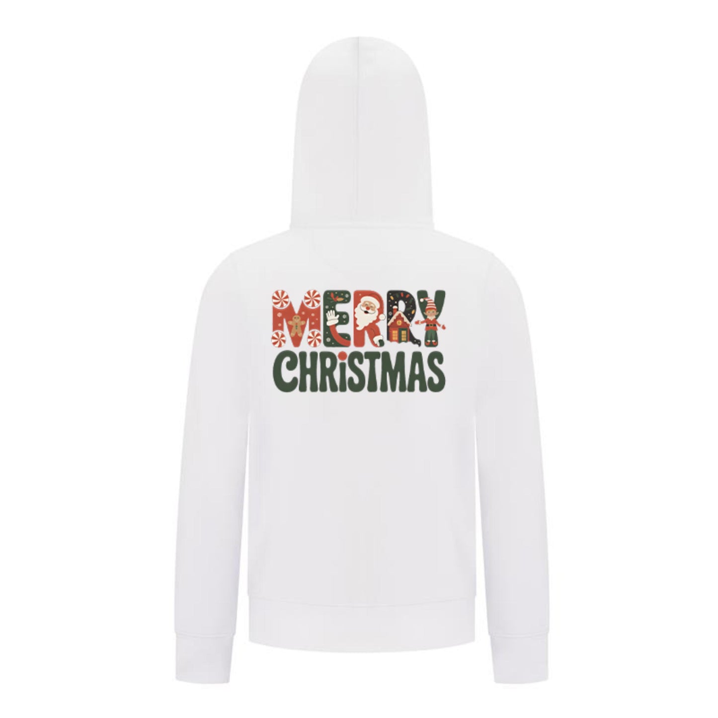 Everyday Kids Christmas Collection Merry Christmas Boys Zip Up Hoodie – Holiday Sweatshirt - White