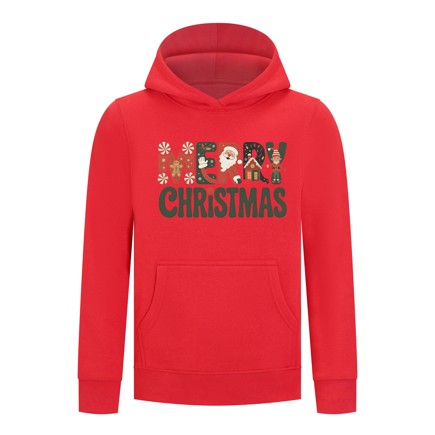 Everyday Kids Christmas Collection Merry Christmas Pullover Hoodie – Holiday Sweatshirt - Red