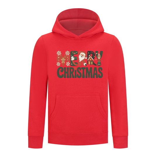 Everyday Kids Christmas Collection Merry Christmas Pullover Hoodie – Holiday Sweatshirt - Red