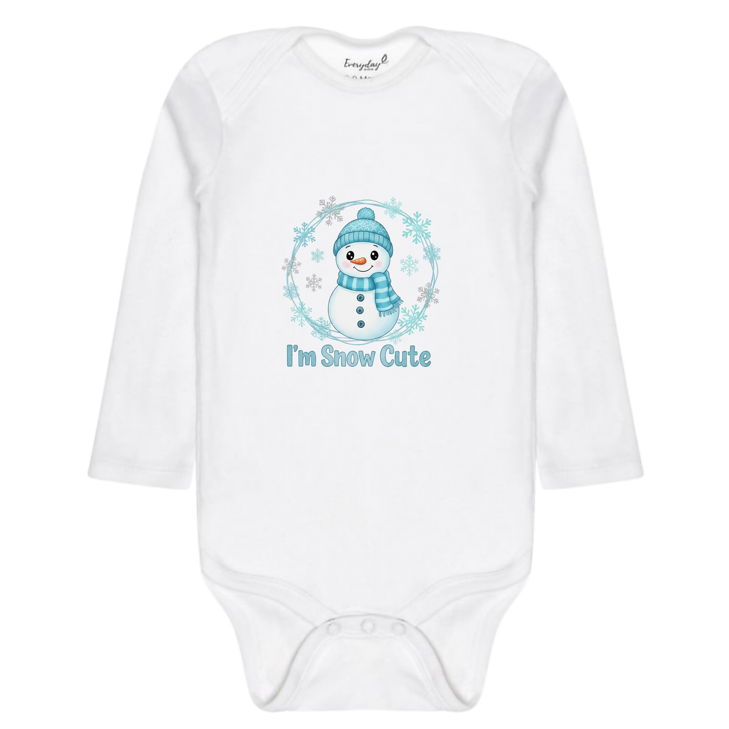 Everyday Kids Christmas Collection I’m Snow Cute Baby Onesie – Winter Snowman Graphic Bodysuit