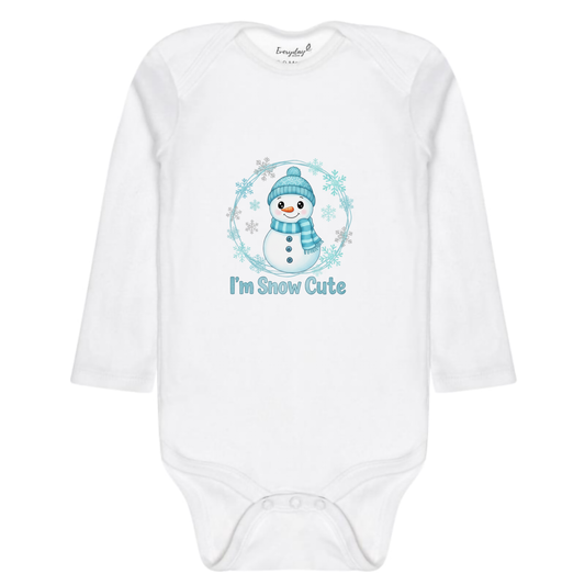 Everyday Kids Christmas Collection I’m Snow Cute Baby Onesie – Winter Snowman Graphic Bodysuit