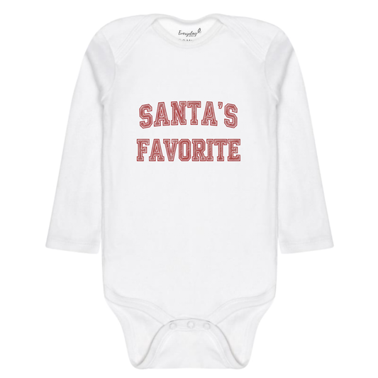 Everyday Kids Christmas Collection Santa’s Favorite Baby Onesie – Festive Holiday Graphic Bodysuit