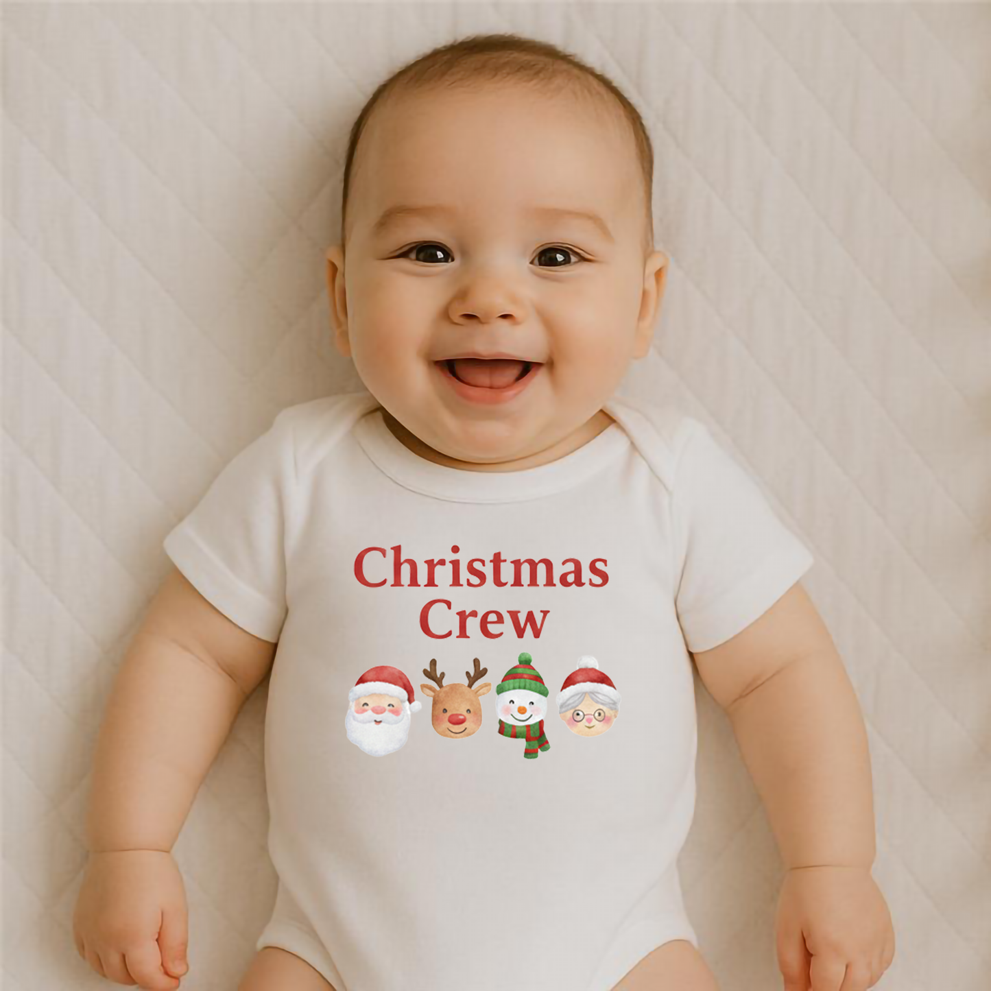 Everyday Kids Christmas Collection Christmas Crew Baby Onesie – Festive Character Graphic Bodysuit