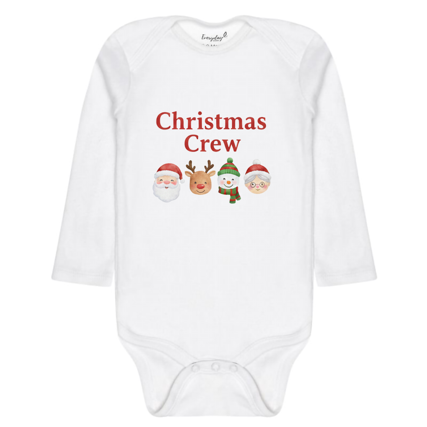 Everyday Kids Christmas Collection Christmas Crew Baby Onesie – Festive Character Graphic Bodysuit