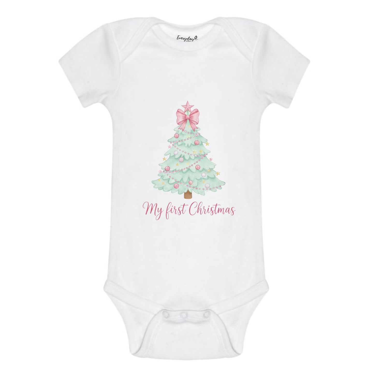 Everyday Kids Christmas Collection My First Christmas Pastel Tree Baby Onesie – Graphic Bodysuit