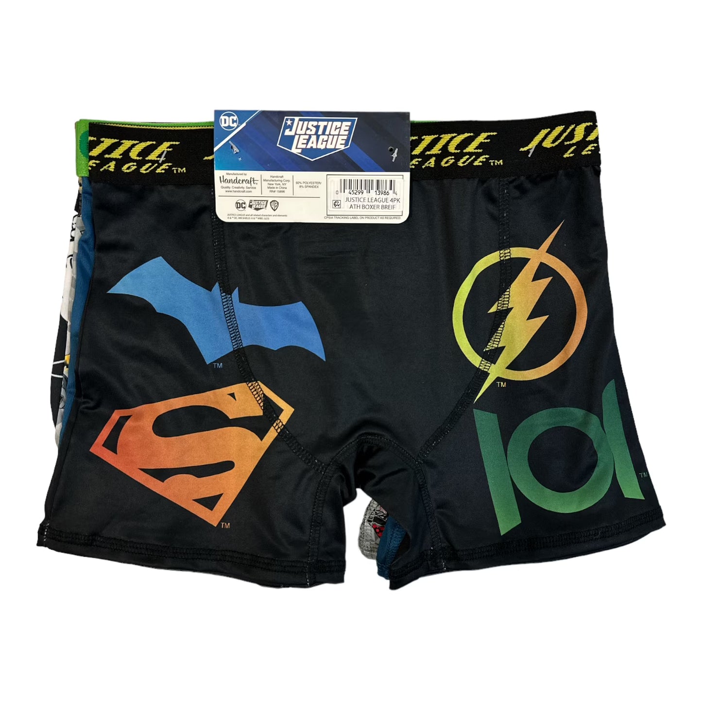 DC Comics Justice League Boys 4-Pack Athletic Boxer Briefs, Batman, Flash & Green Lantern Underwear Set, Multicolor