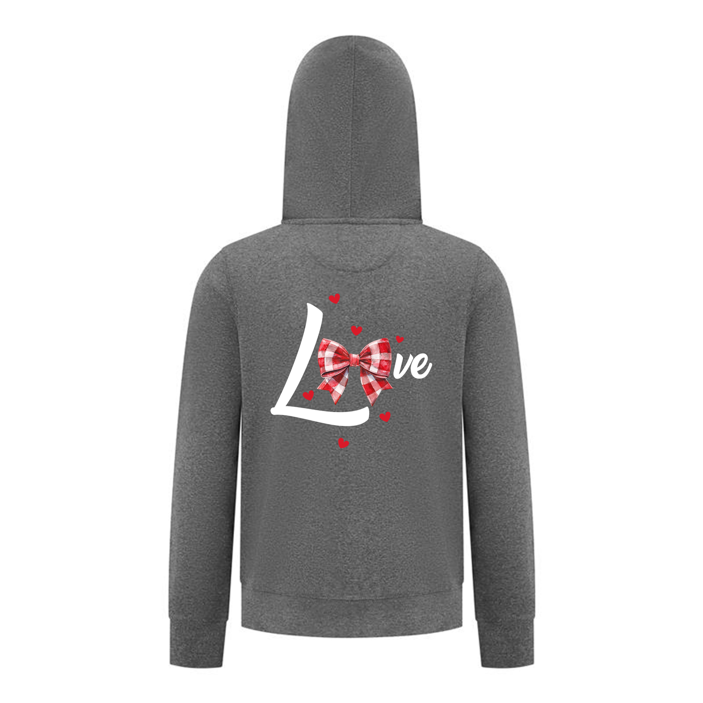 Everyday Kids LOVE Bow & Hearts Girls Zip Up – Gingham Bow Heart Graphic Sweatshirt