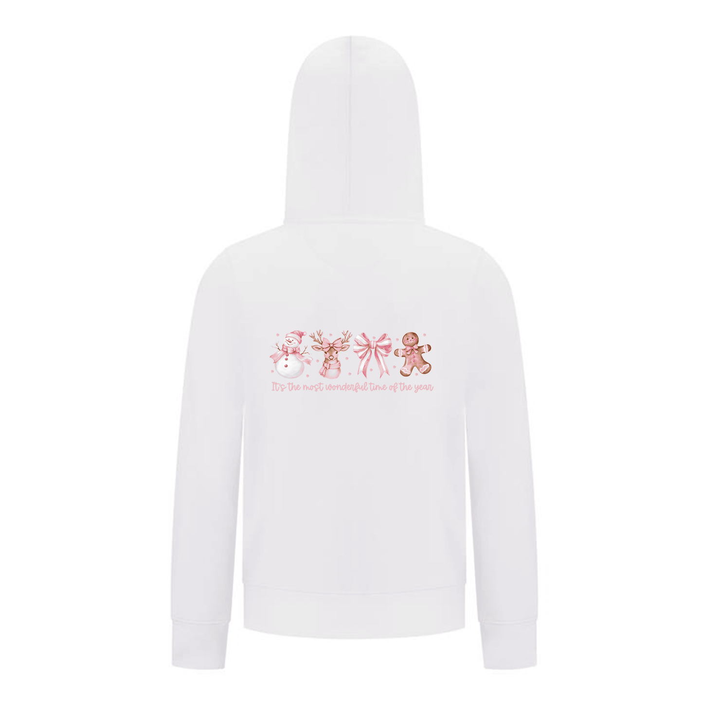 Everyday Kids Christmas Collection Most Wonderful Time Girls Zip up Hoodie – Pink Holiday Sweatshirt