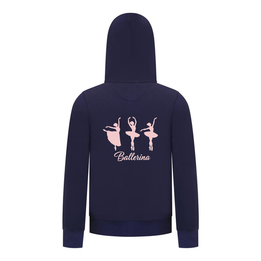 Everyday Kids Ballerina Girls Zip Up Hoodie – Pink Dancer Silhouette Ballet Sweatshirt