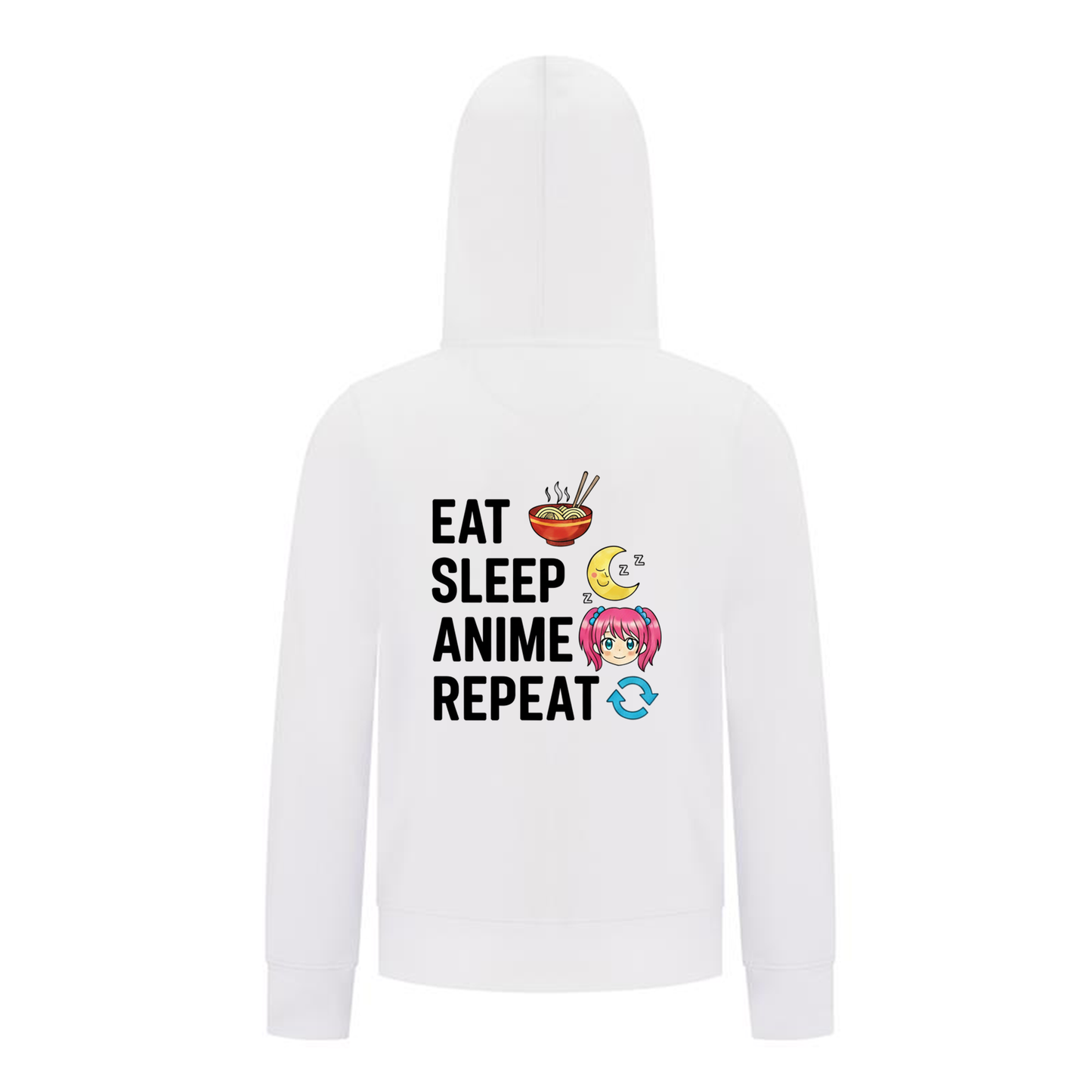 Everyday Kids Anime Collection Girls Zip Up Hoodie – Cute Pink Anime Girl, Ramen & Moon Graphic Sweatshirt