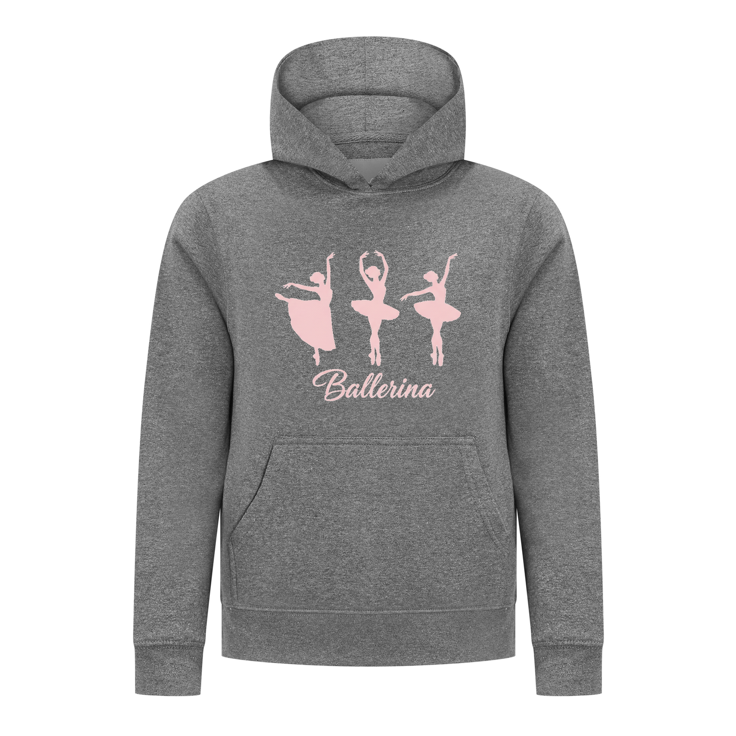 Everyday Kids Ballerina Girls Pullover Hoodie – Pink Dancer Silhouette Ballet Sweatshirt