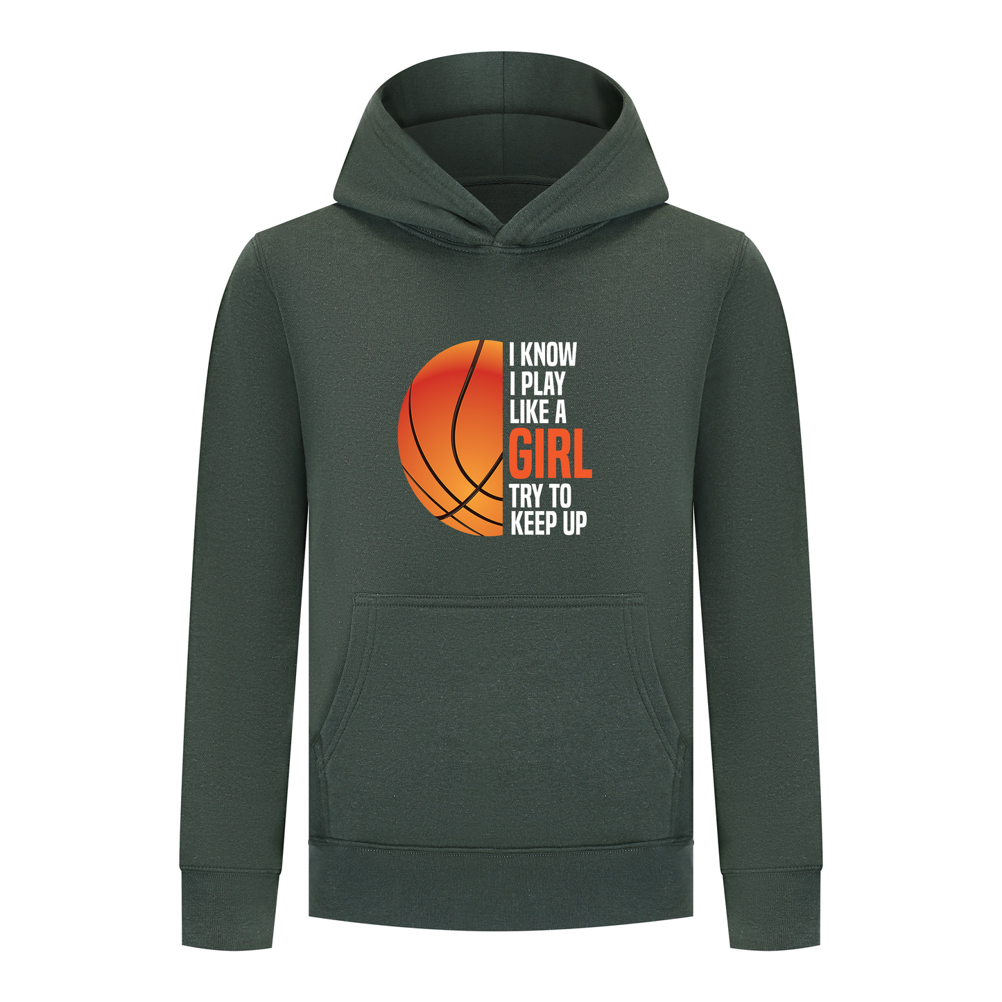 Everyday Kids Basketball Collection Girls Pullover – Classic Orange Half-Ball Graphic Sweatshirt