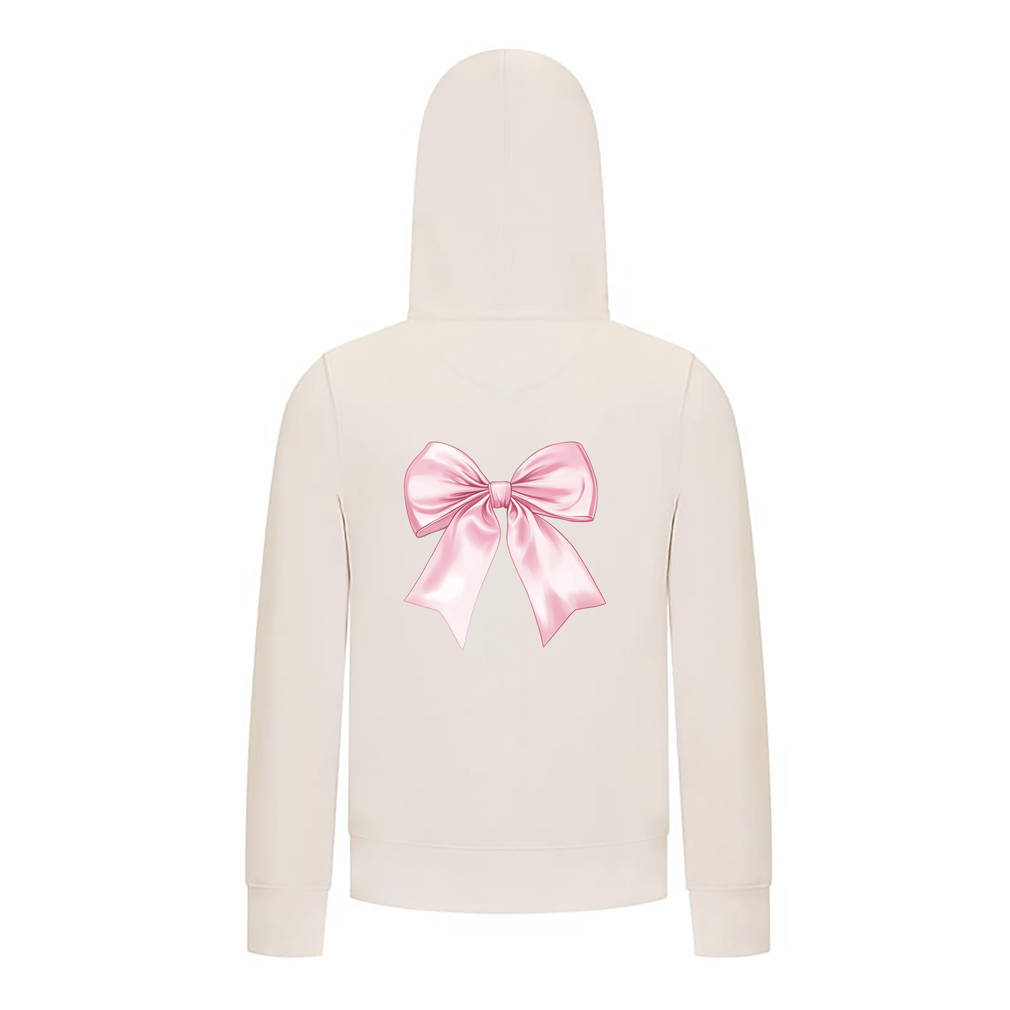 Everyday Kids Girls Collection Pink Bow Zip Up Hoodie – Cute Satin-Style Ribbon Graphic Sweatshirt
