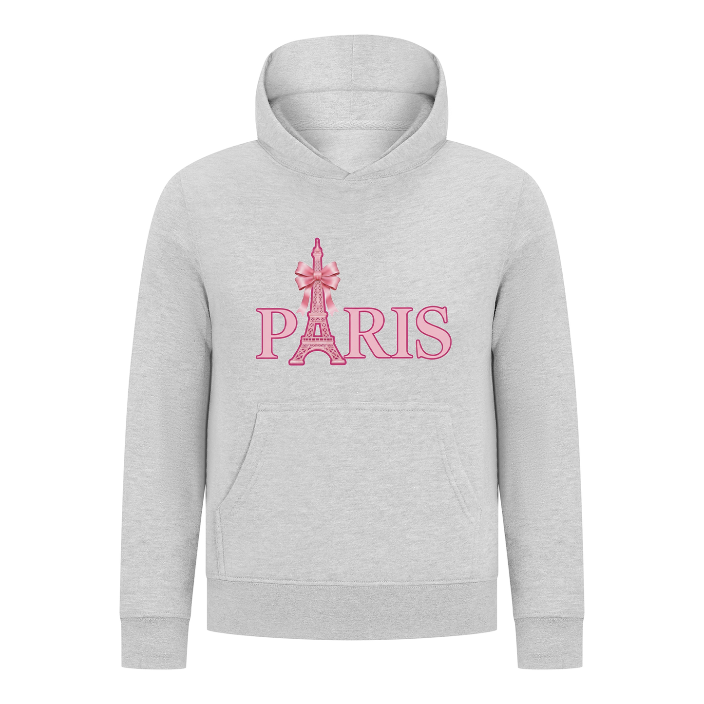 Everyday Kids Paris Bow Girls Pullover Hoodie – Pink Eiffel Tower City Graphic Sweatshirt