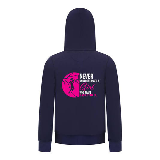 Everyday Kids Basketball Collection Girls Zip Up – Basketball Pink Ball Graphic Sweatshirt