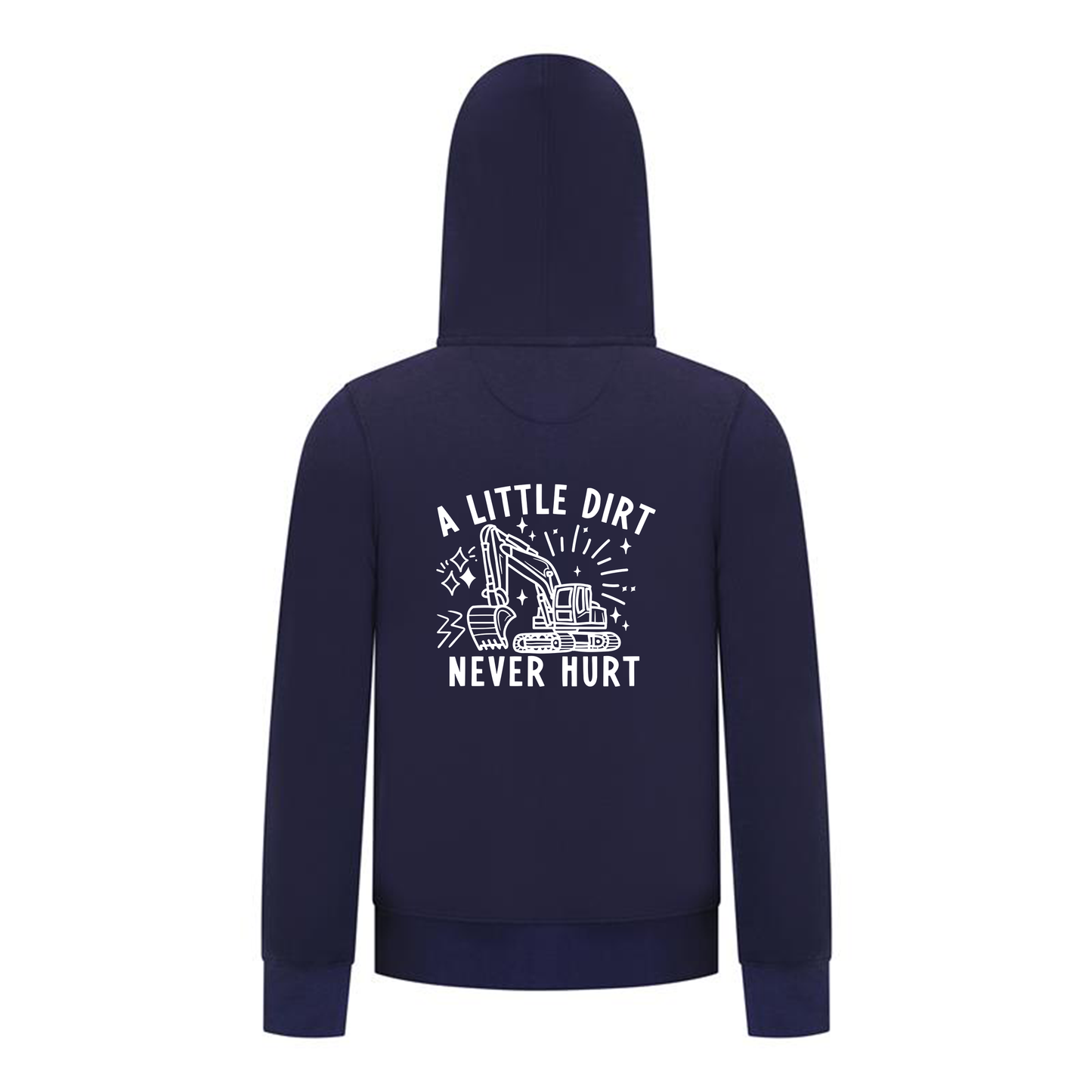 Everyday Kids Construction collection Zip Up  Hoodie – “A Little Dirt Never Hurt” Graphic Sweatshirt