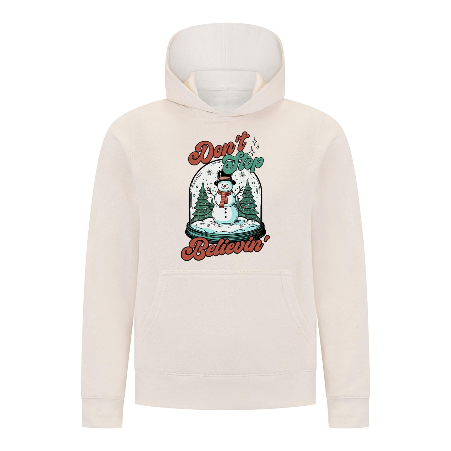 Everyday Kids Christmas Collection Don’t Stop Believin’ Pullover Hoodie – Holiday Snowman Sweatshirt
