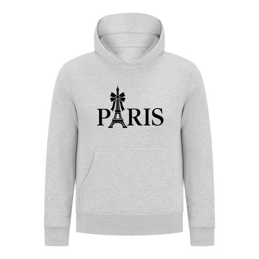 Everyday Kids Paris Bow Girls Pullover Hoodie – Black Eiffel Tower City Graphic Sweatshirt