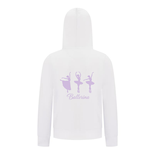 Everyday Kids Ballerina Girls Zip Up Hoodie – Purple Dancer Silhouette Ballet Sweatshirt