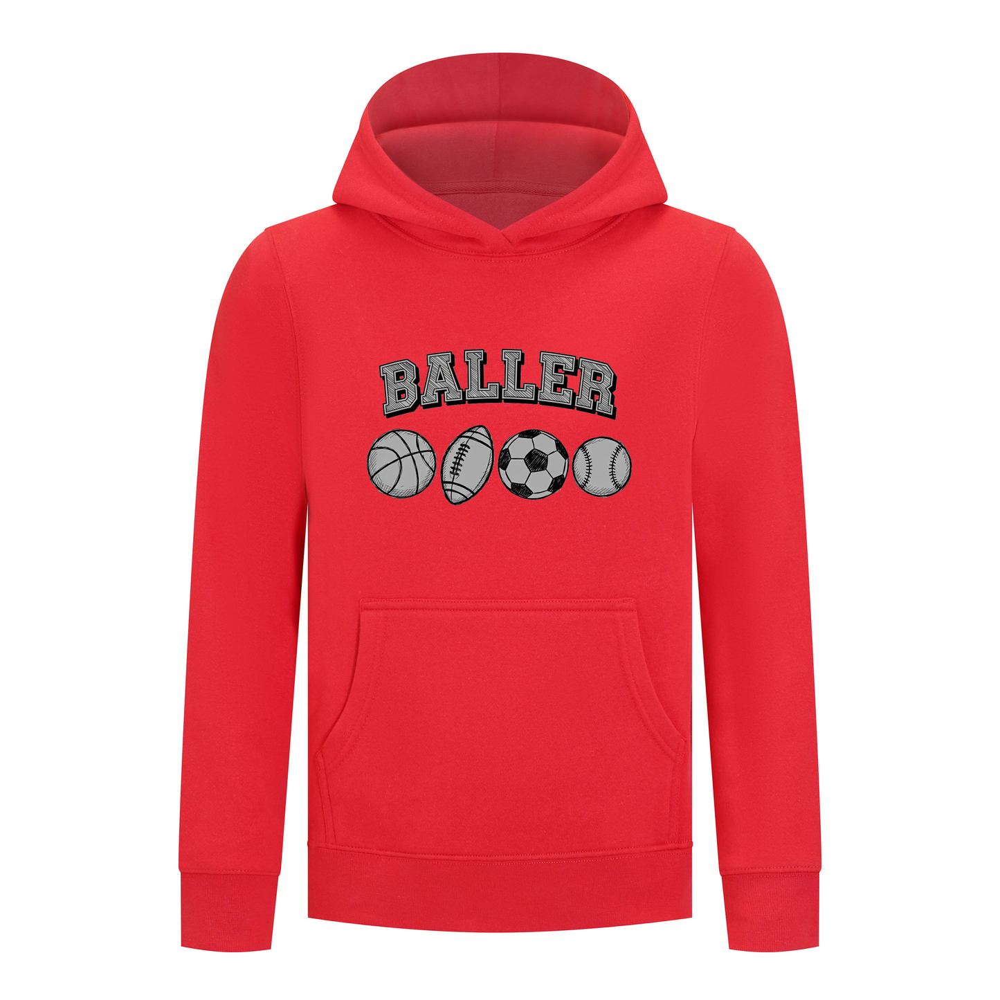 Everyday Kids Sports Collection Boys Pullover Hoodie – Ballers Multi-Sport Graphic Sweatshirt