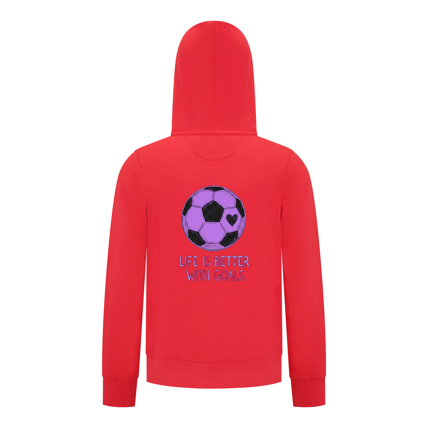 Everyday Kids Sports Collection Life-Is-Better-With-Goals Soccer Girls Zip Up Hoodie – Purple Heart Ball Graphic Sweatshirt