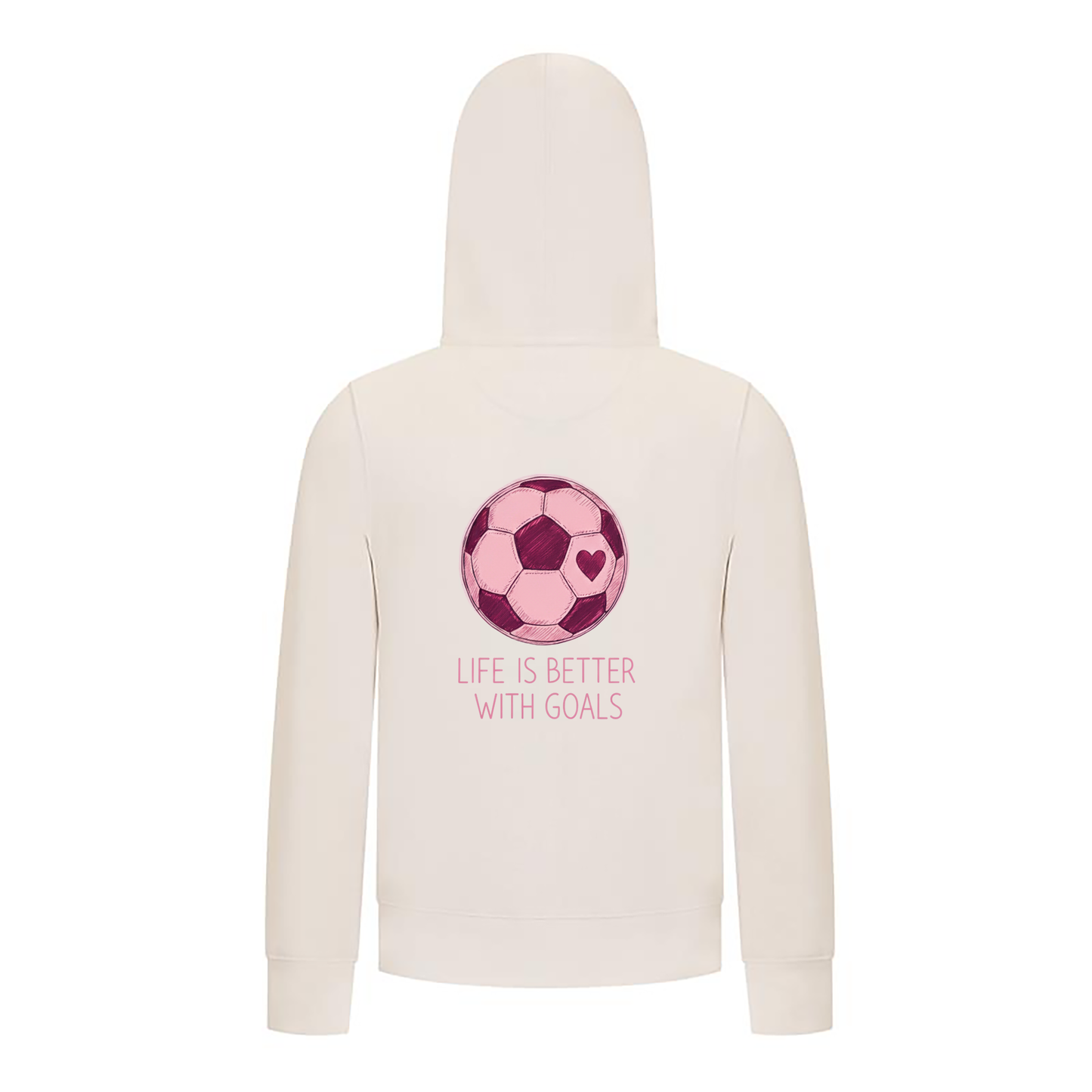 Everyday Kids Sports Collection Life-Is-Better-With-Goals Soccer Girls Zip Up Hoodie – Pink Heart Ball Graphic Sweatshirt