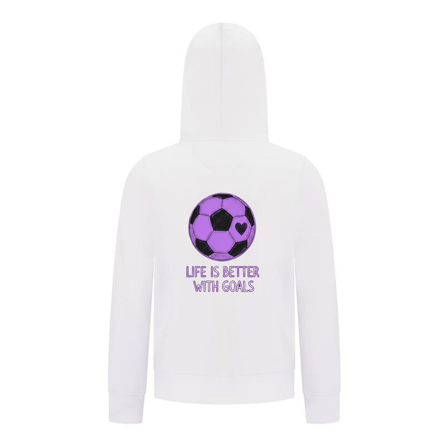 Everyday Kids Sports Collection Life-Is-Better-With-Goals Soccer Girls Zip Up Hoodie – Purple Heart Ball Graphic Sweatshirt