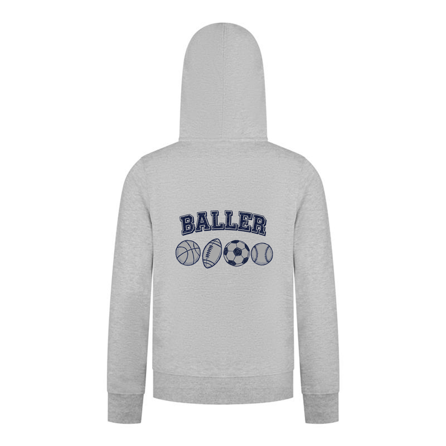 Everyday Kids Sports Collection Boys Zip Up Hoodie – Ballers Multi-Sport Graphic Sweatshirt