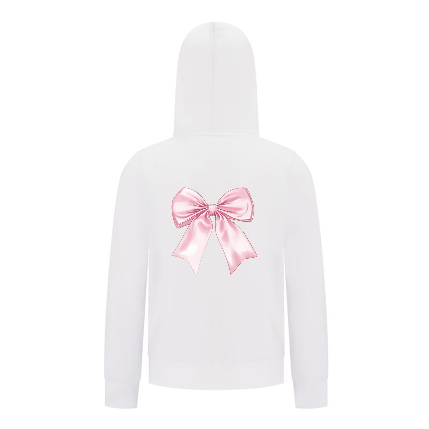 Everyday Kids Girls Collection Pink Bow Zip Up Hoodie – Cute Satin-Style Ribbon Graphic Sweatshirt