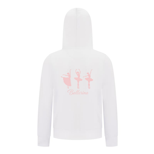 Everyday Kids Ballerina Girls Zip Up Hoodie – Pink Dancer Silhouette Ballet Sweatshirt