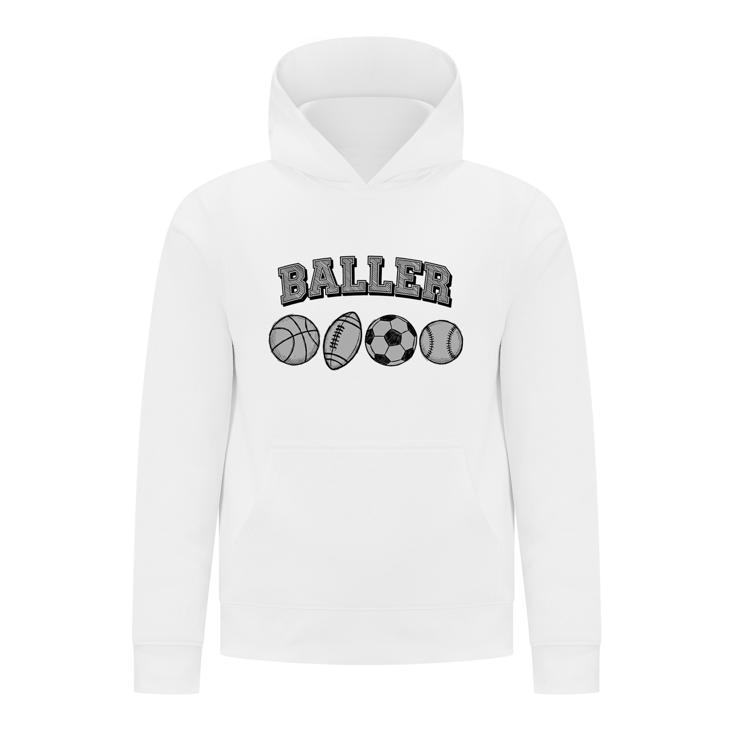 Everyday Kids Sports Collection Boys Pullover Hoodie – Ballers Multi-Sport Graphic Sweatshirt