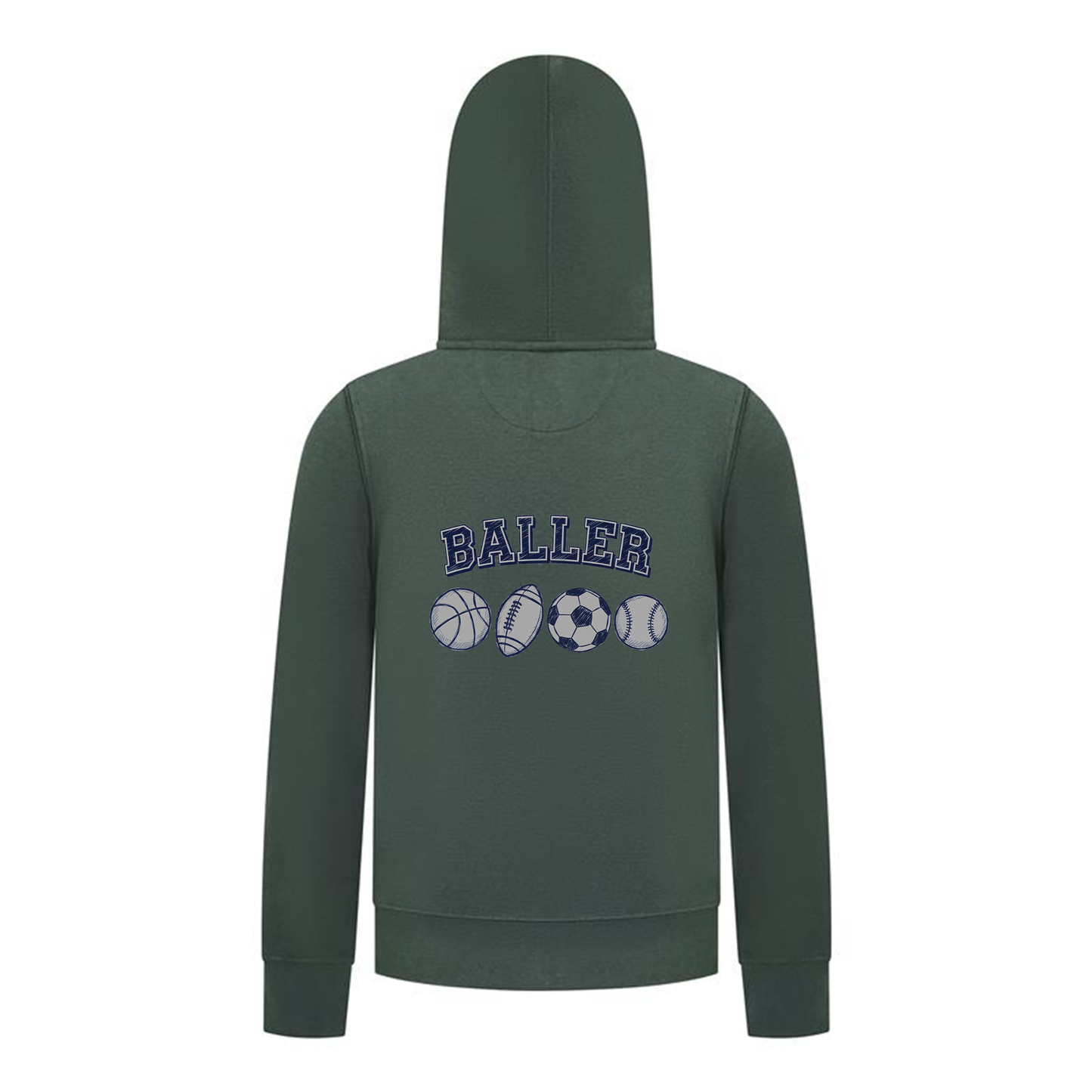 Everyday Kids Sports Collection Boys Zip Up Hoodie – Ballers Multi-Sport Graphic Sweatshirt